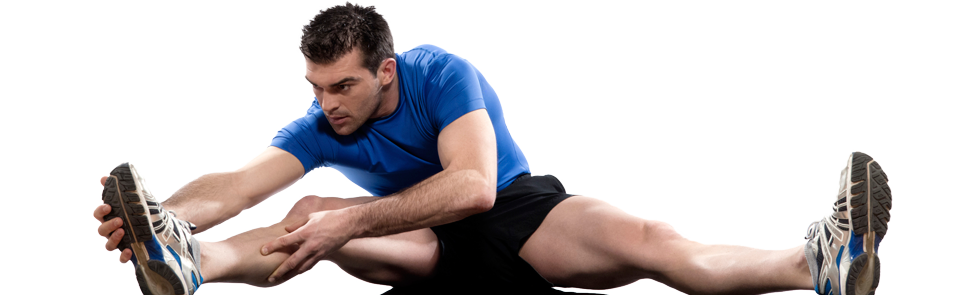 Athlete stretching hamstrings
